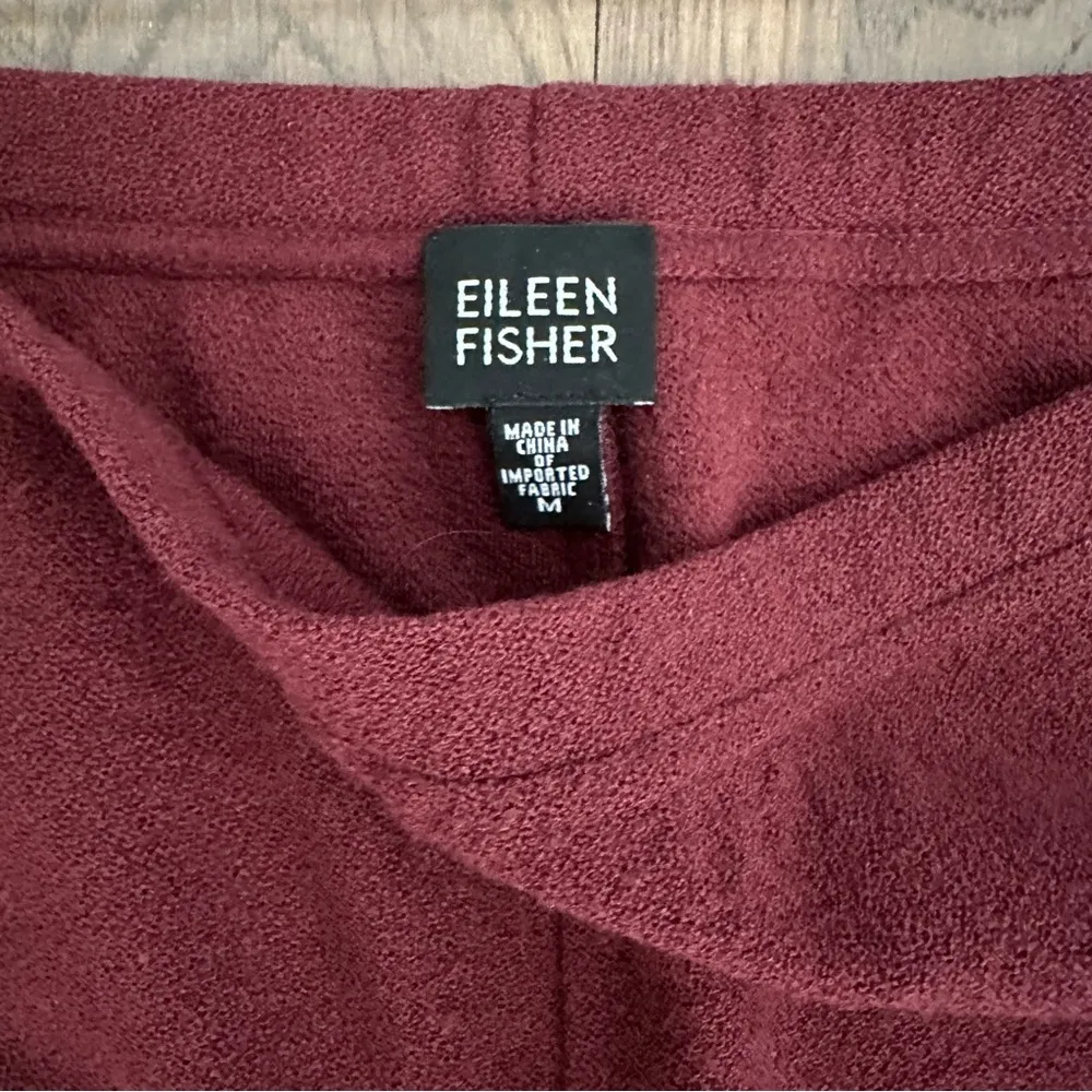 Eileen Fisher 100% Wool Boucle Knit High Waist Straight Leg Pant Cranberry Red M - Image 2