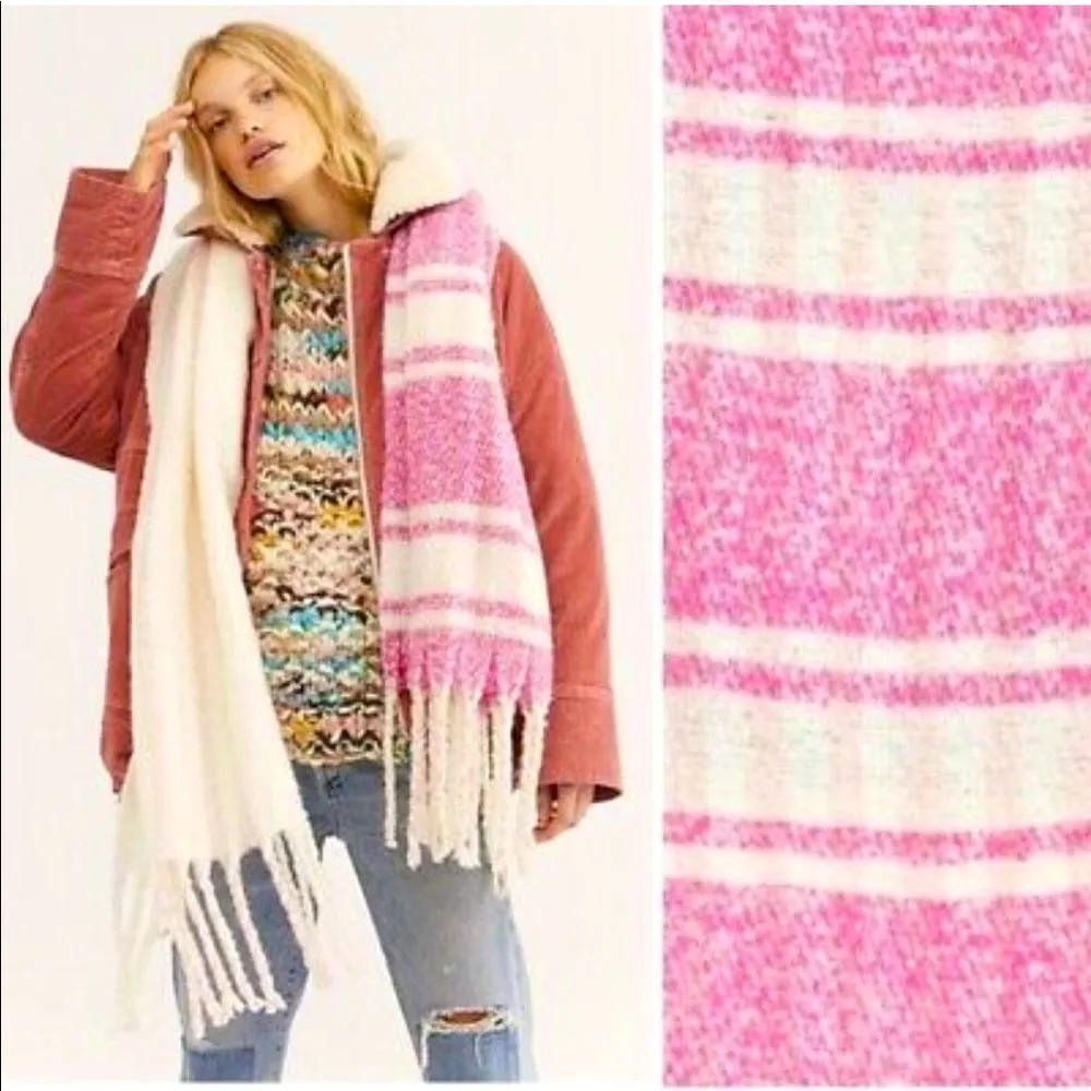 💗Free Prople Gemini Plaid Blanket Scarf💗~petal pink🌷 - Image 3