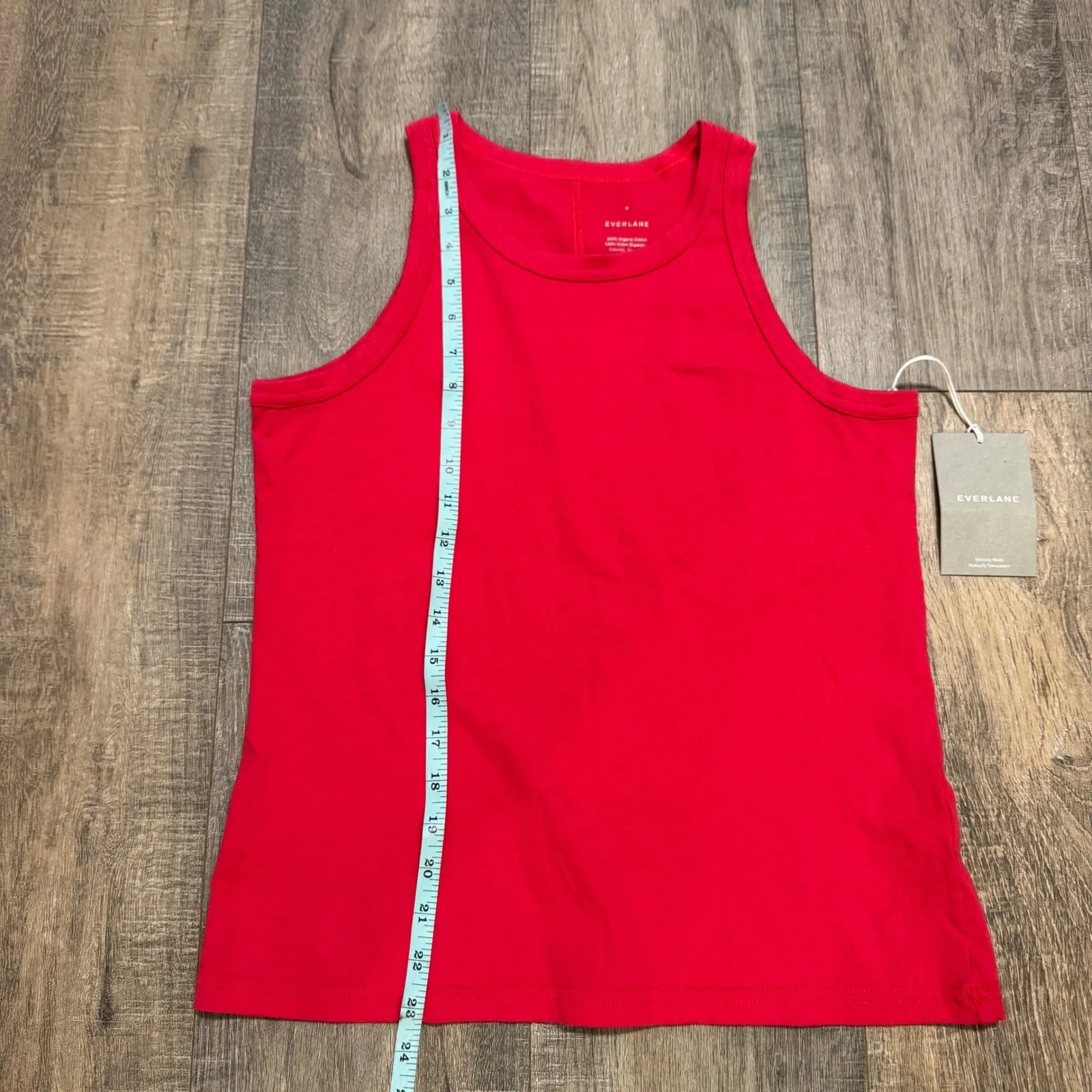 NWT Everlane Dark Pink Organic Cotton Ribbed Racerback Tank Top Women's Medium - Image 5