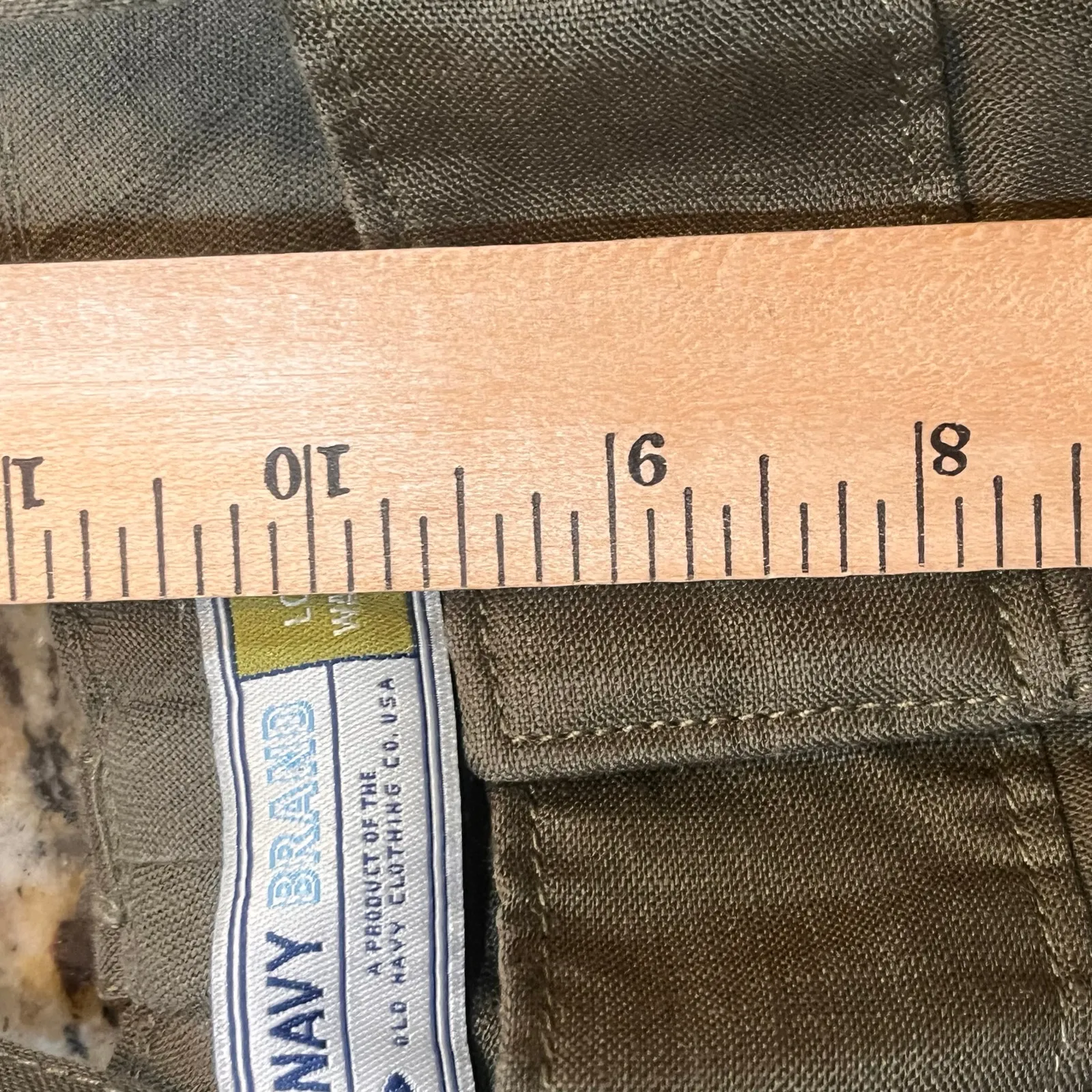 Old Navy Pants Womens 12‎ Olive Green Low Waist Pant Woven 100% Linen Light - Image 6