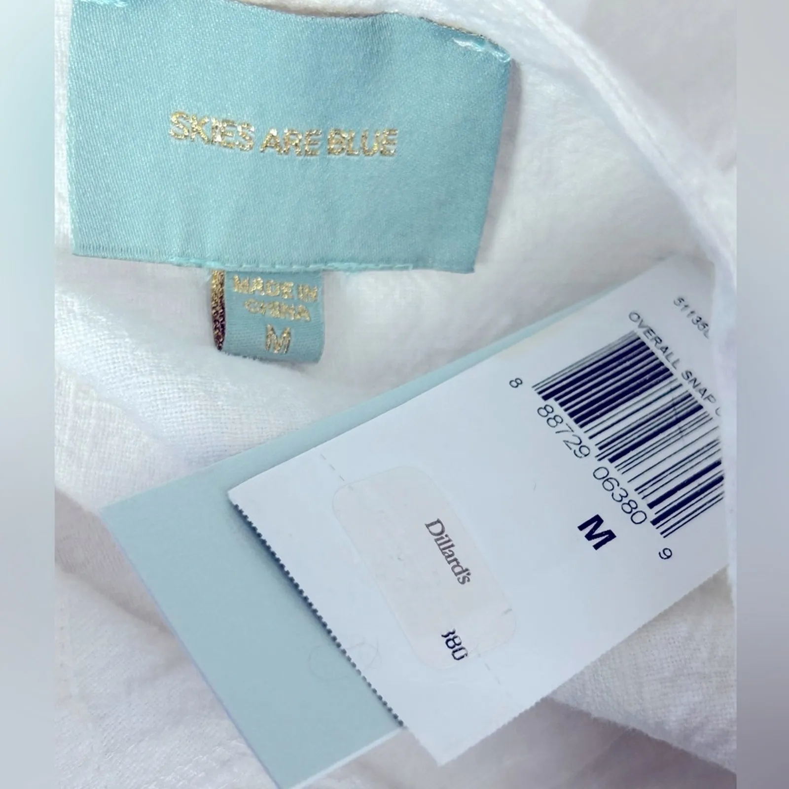 Skies Are Blue Anthropologie Linen Overall Snap Dress Medium NWT - Image 11