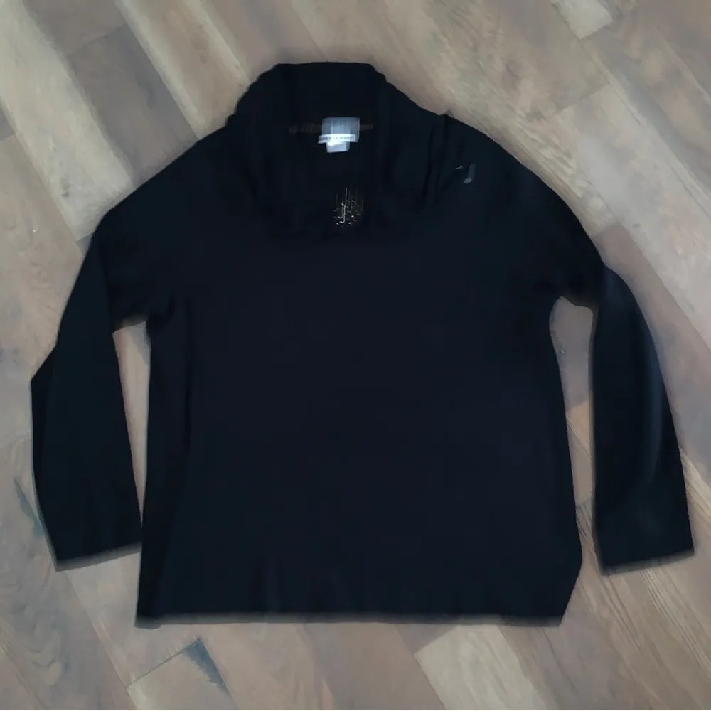 Ashley Stuart Womens Black Cowl Neck Sweater Size 1X - Image 2