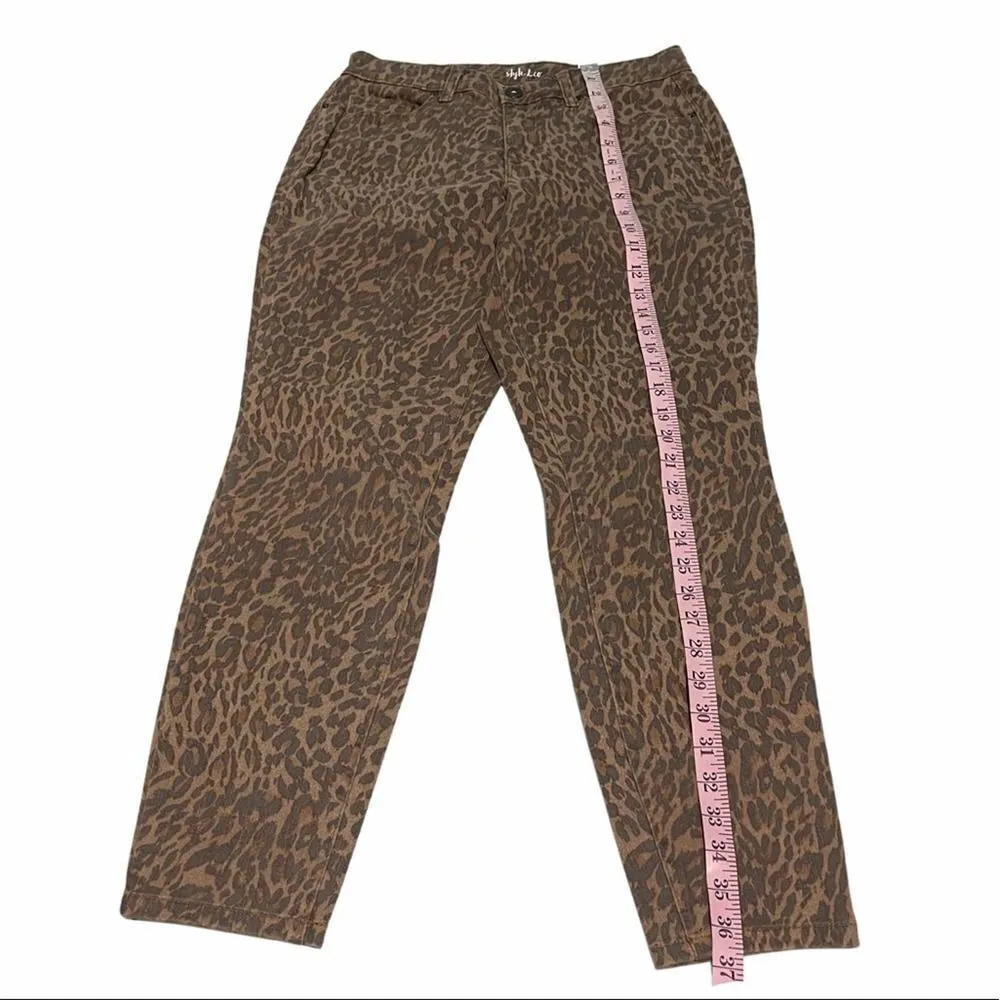Style & Co Wild‎ Puma Skinny Jeans Curvy Mid Rise Tummy Control Animal Print 4 - Image 7