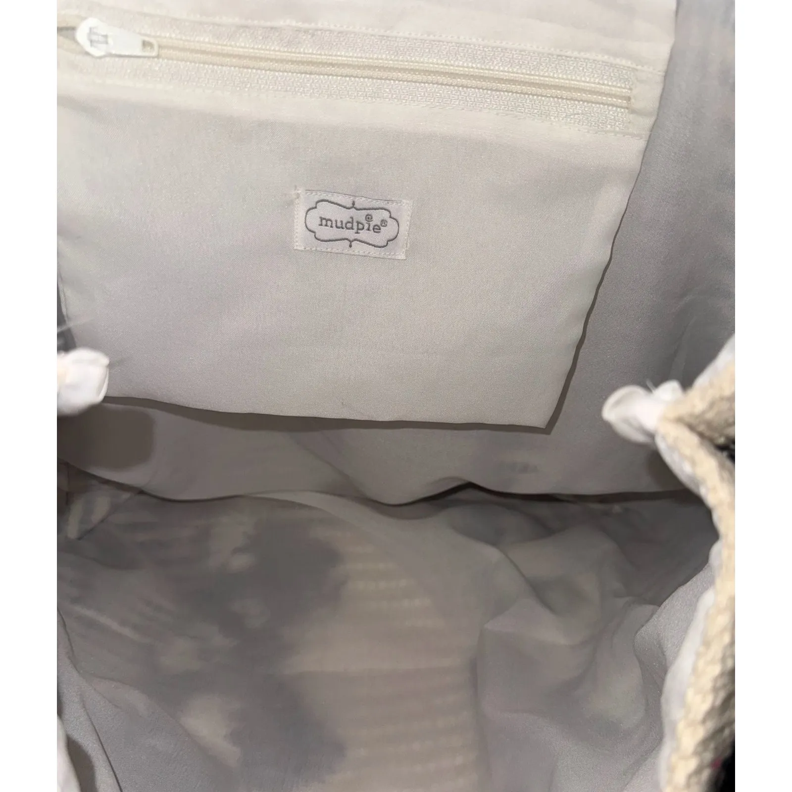 Mud Pie Handloom Pom Tote Bag Navy Large Textured Pompoms New - Image 4