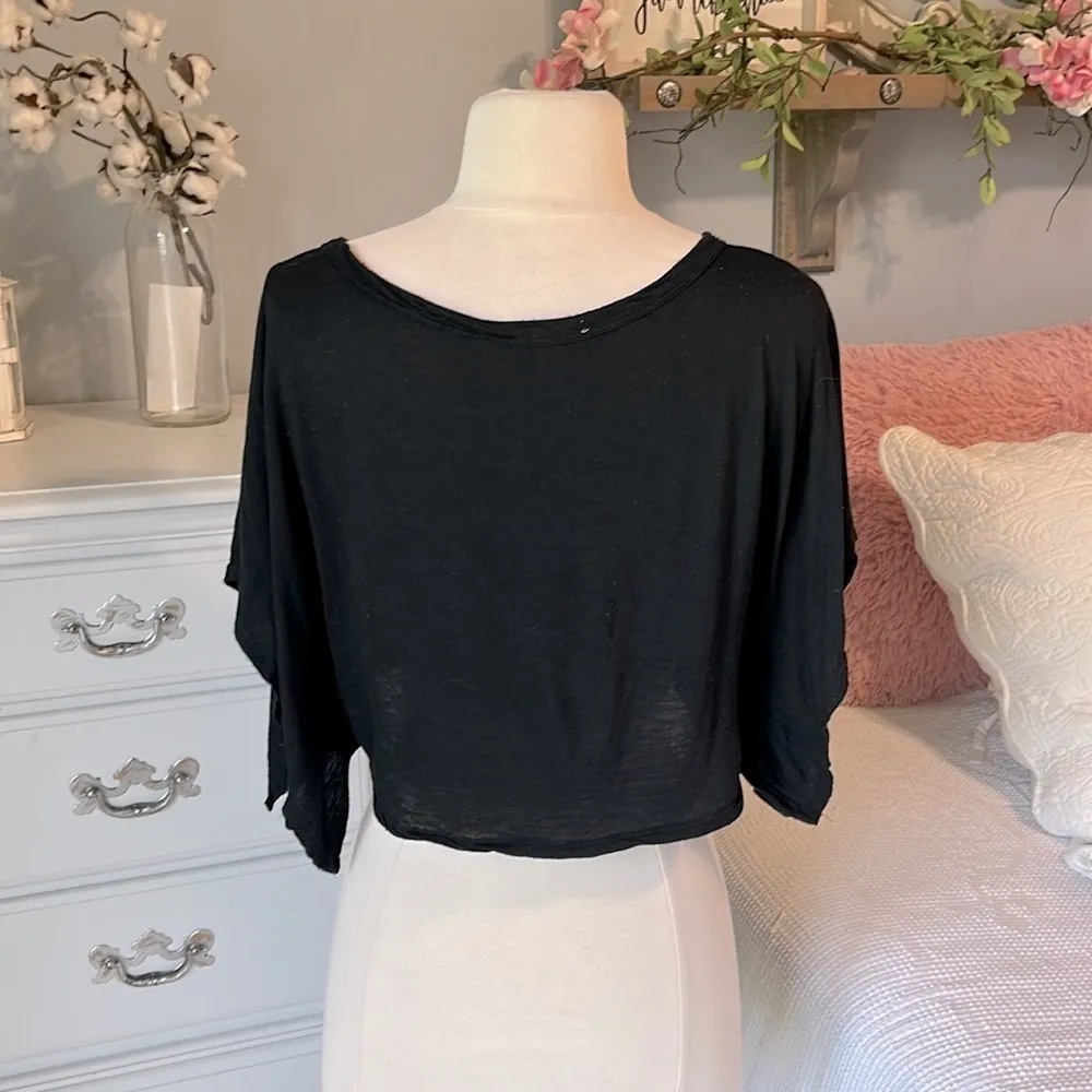 Delias Black Crop Top Heart Hippie Shirt Womens Small - Image 5