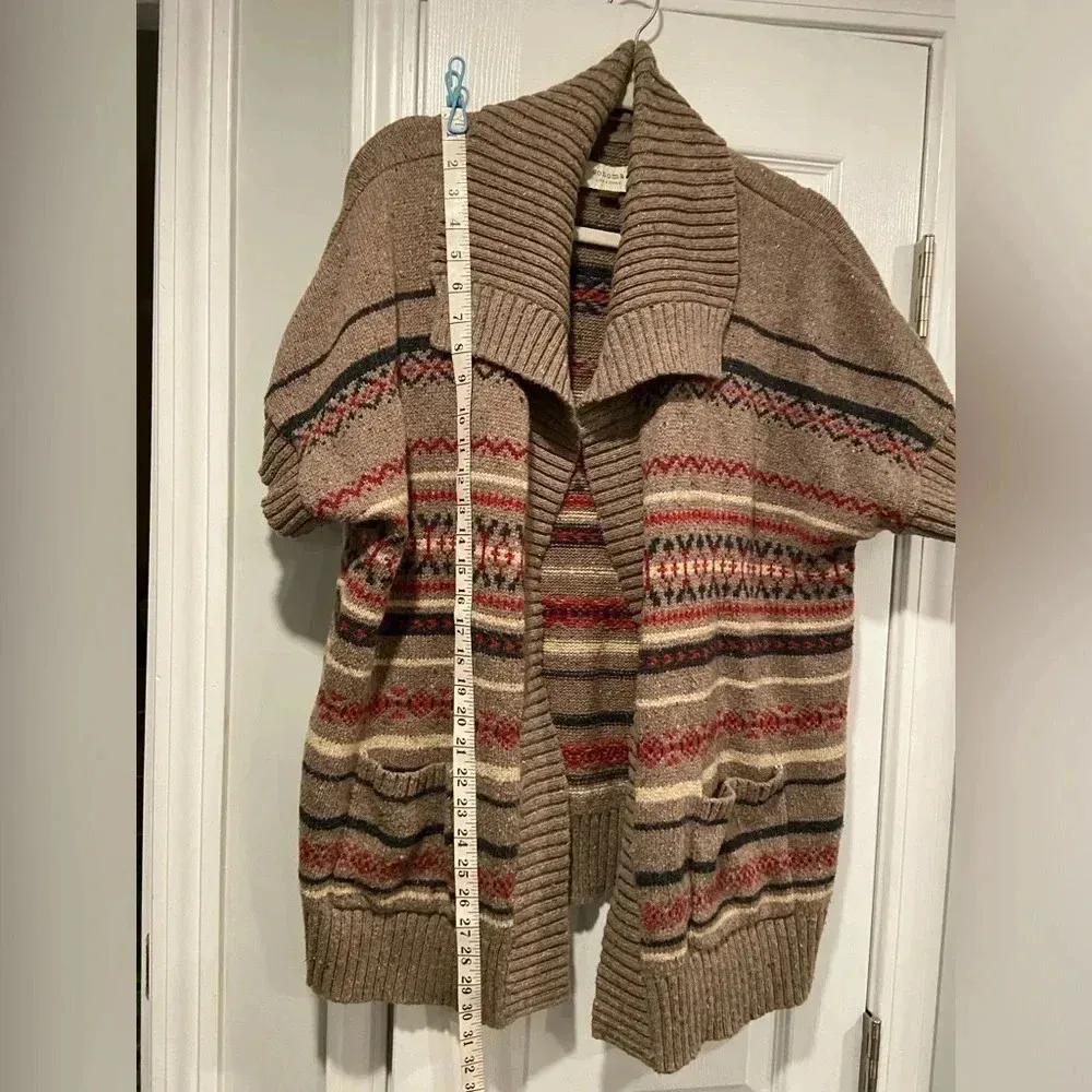 Sonoma Brown Striped Short Sleeve Knit Open Front Cowl Neck Cardigan Size XL - Image 8