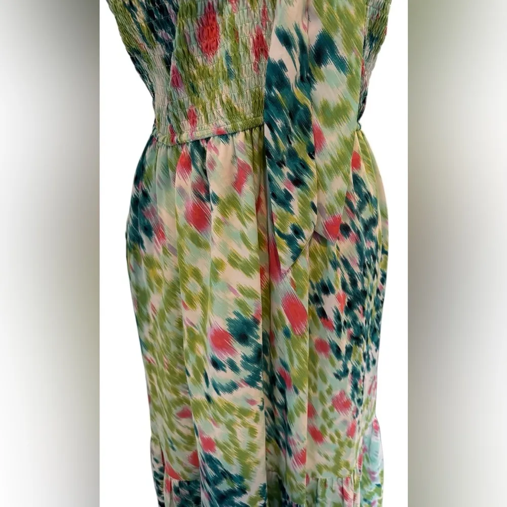 DAVI & DANI Printed Smocked Ruffle Maxi Dress - Image 8