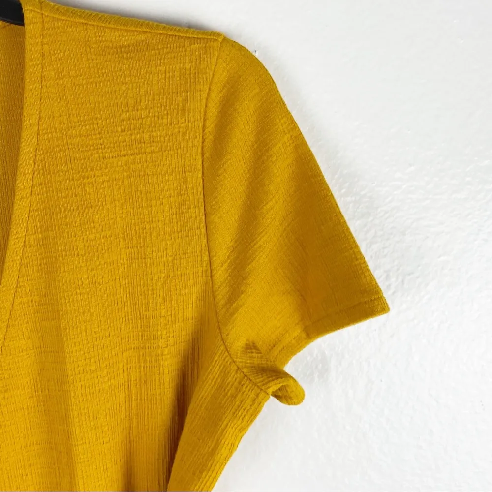 J. CREW Factory Yellow Gold Short Sleeves Wrap Dress, Size Small - Image 7