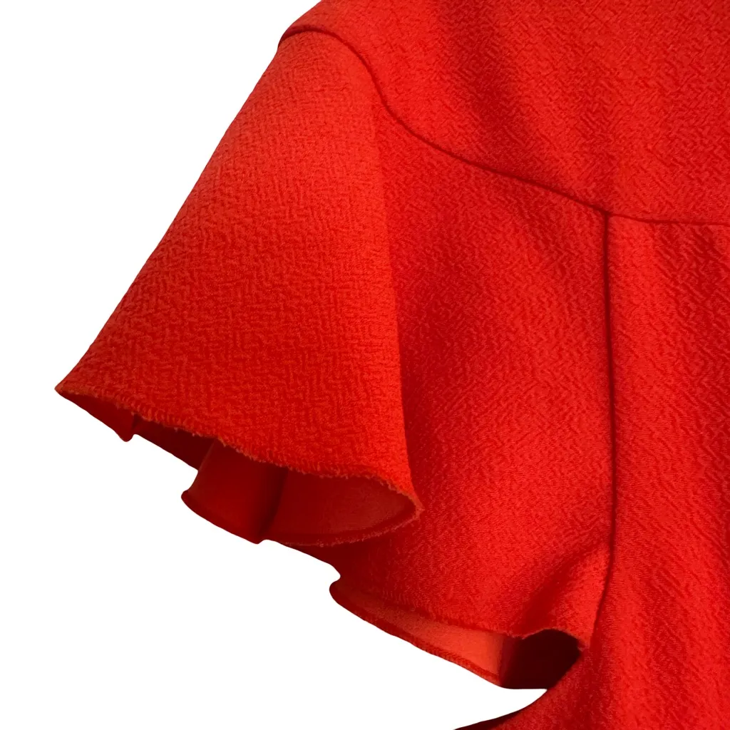 Trina Turk Orange Crepe Chic Splash Ruffle Fully Lined Shift Dress - Image 7