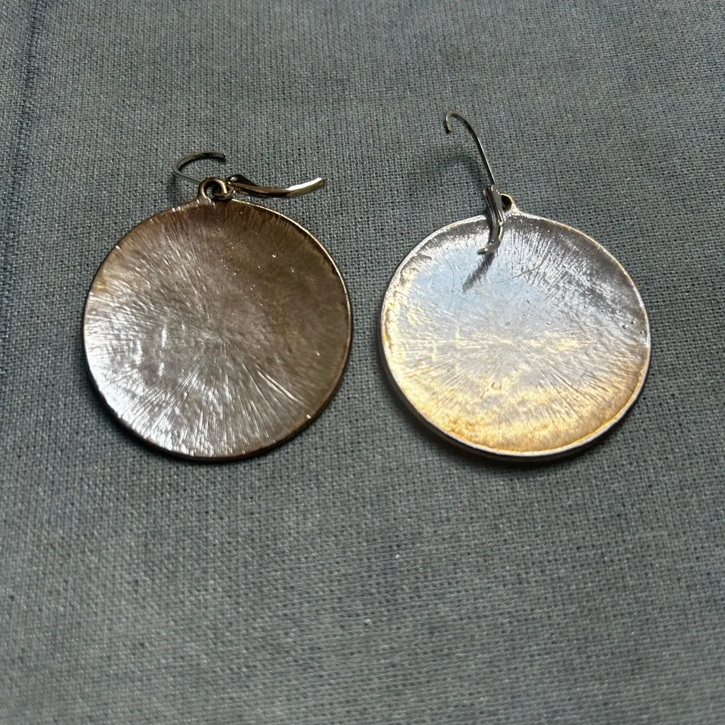 Bohemian medallion silver tone earrings - Image 2