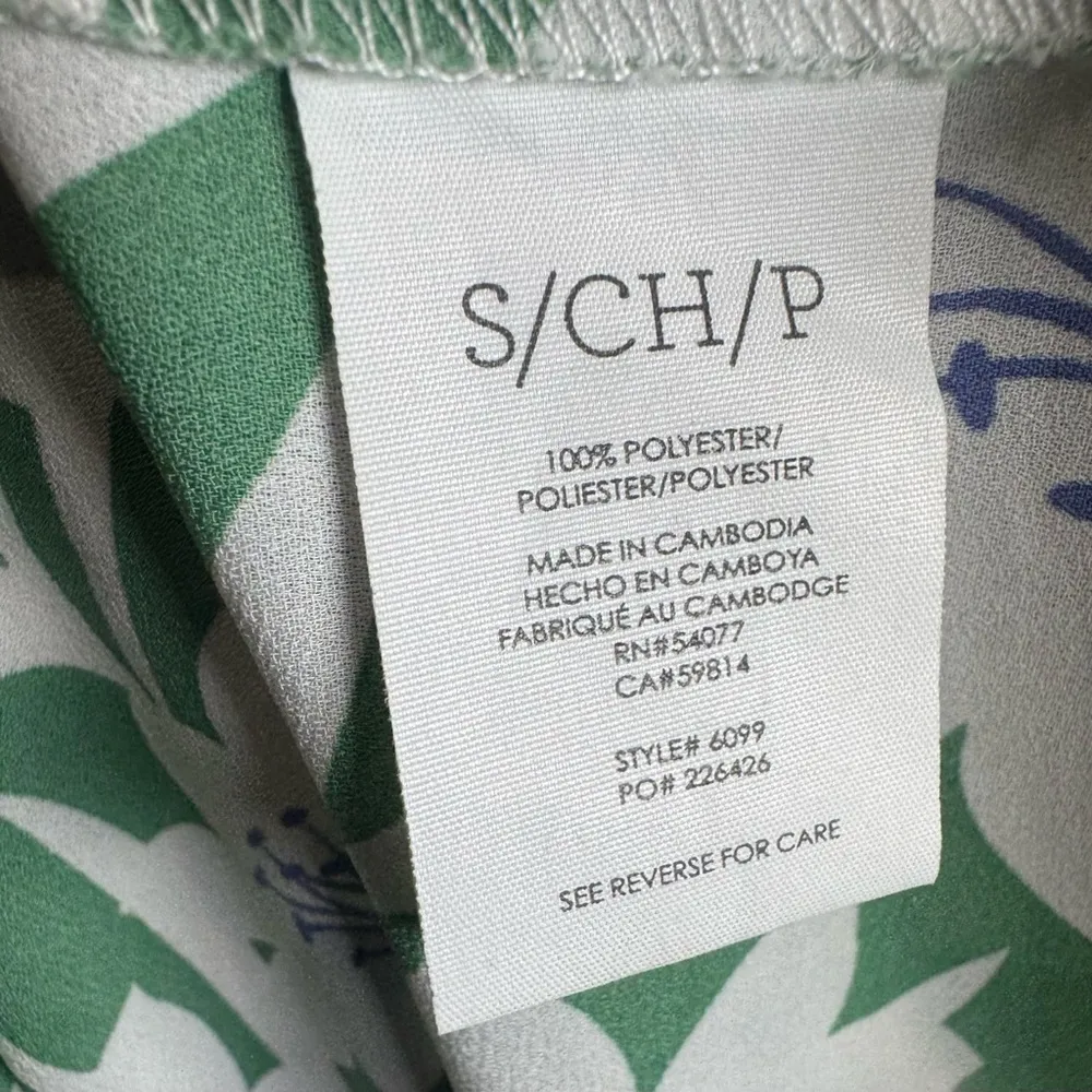 Cabi bloom green blue and white floral button down top size small - Image 10