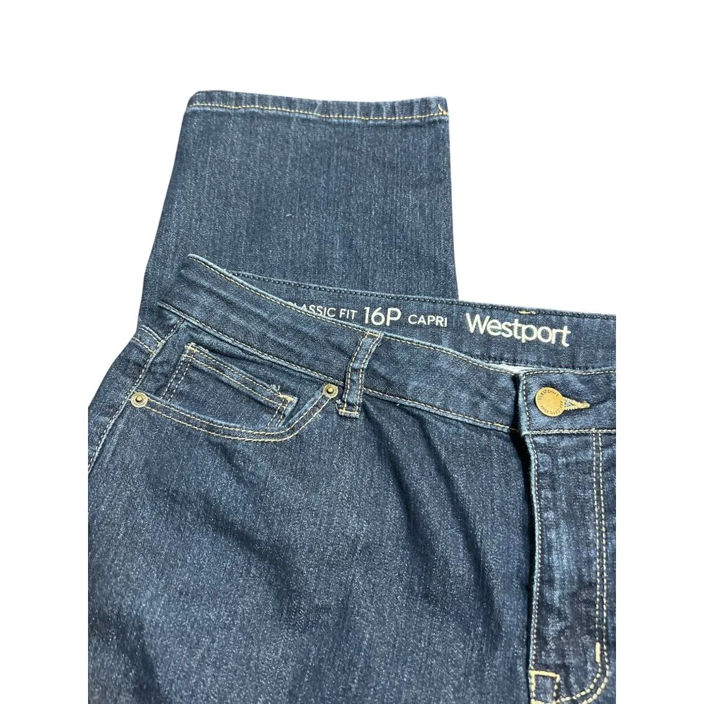 Westport Classic Fit Capri Jeans Denim Blue Casual Size 16 P Petite - Image 2