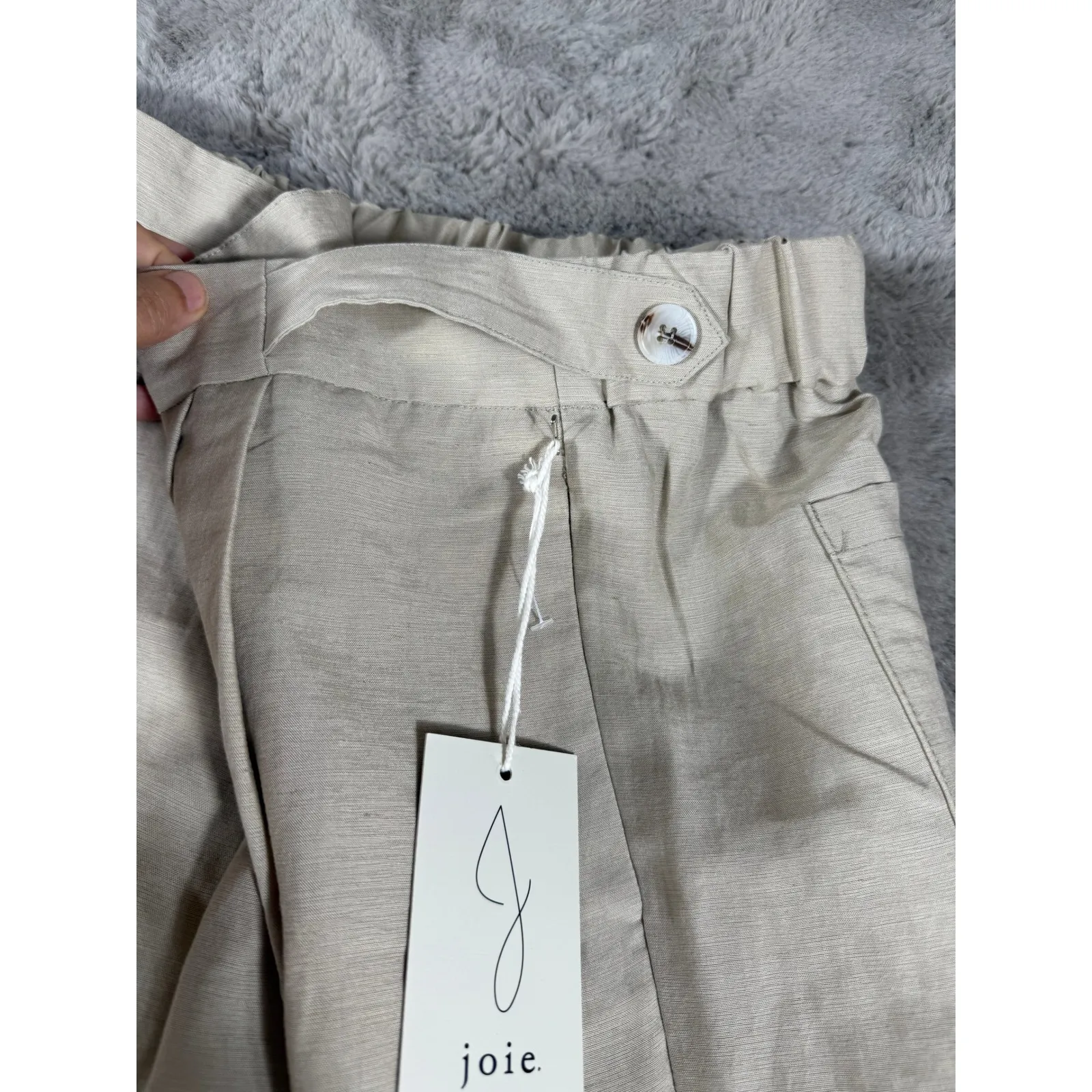 NWT Joie Wide Leg Pleated Pants Elastic Waist Career Casual Trousers Large linen - Image 4