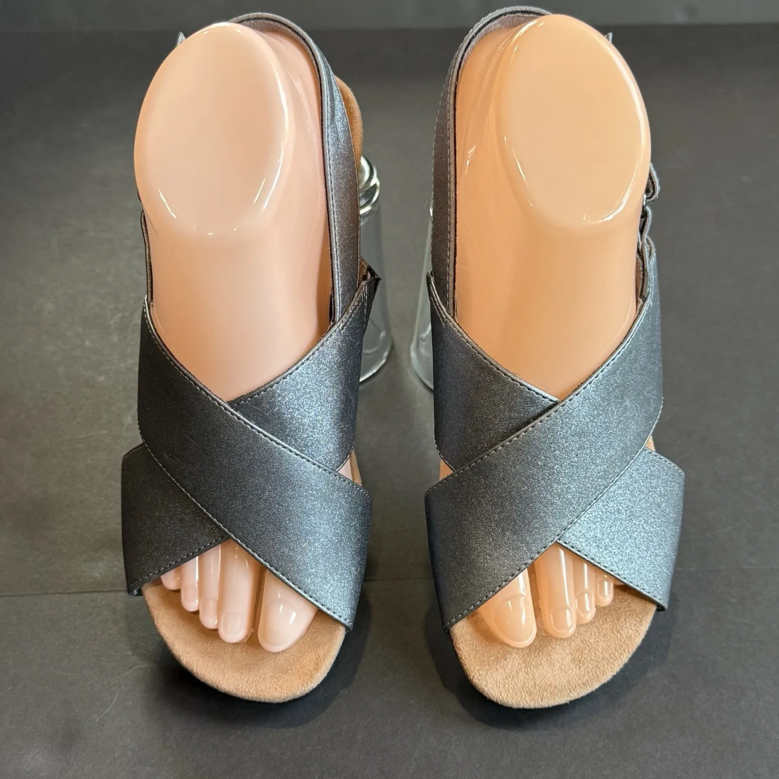 Vionic McKenna Metallic Wedge Sandal Shoes Women US 6.5 Pewter Slingback Comfort - Image 3