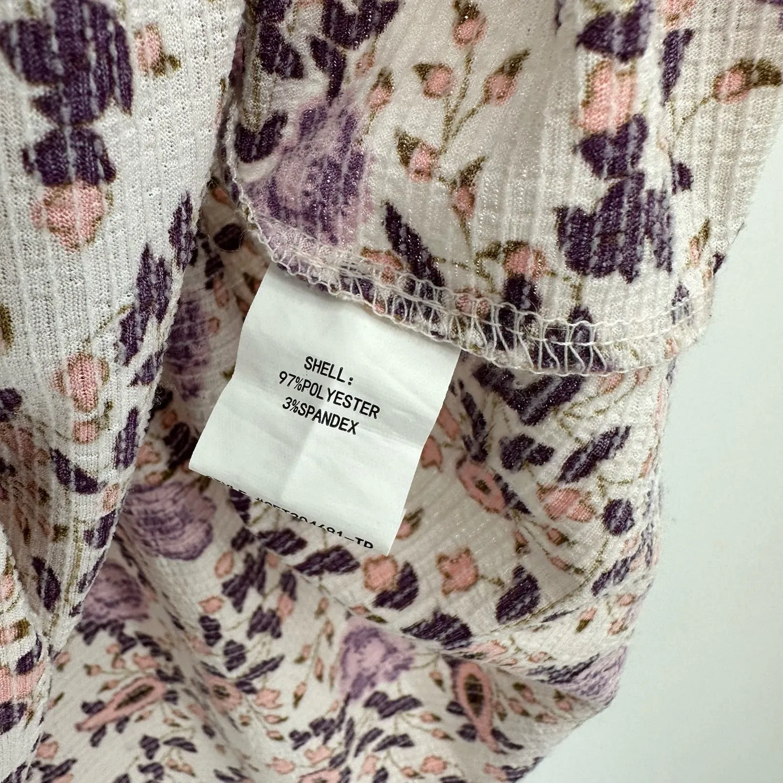 melloday size 2X short sleeve blouse floral print smocked upper cream purple‎ - Image 5