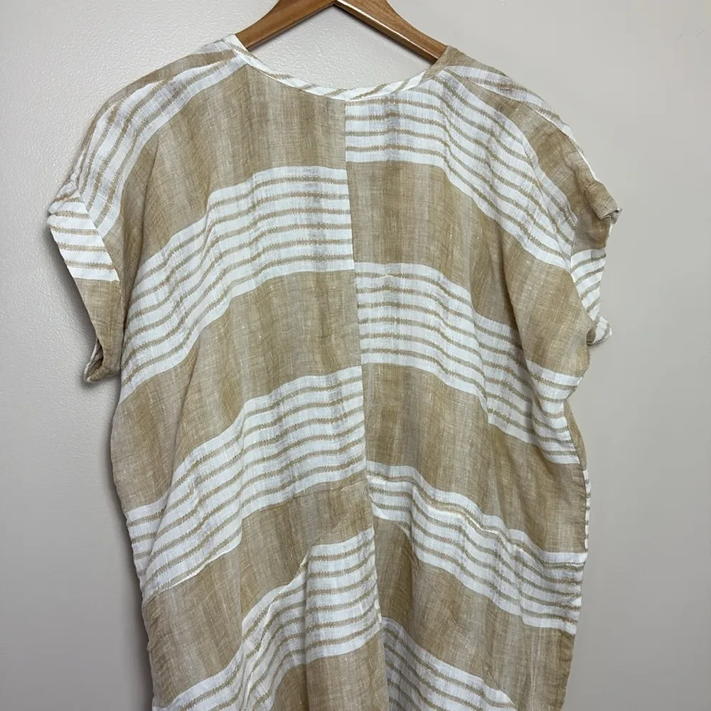 Anthropologie Akemi + Kin 100% Linen Tunic Oversized Coverup Sleeve Striped Sz M - Image 10