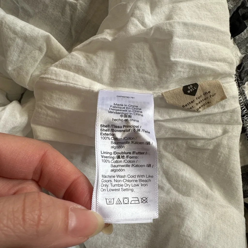 Madewell Black White Buffalo Plaid Square Neck Tiered Gingham Mini Dress Large - Image 12