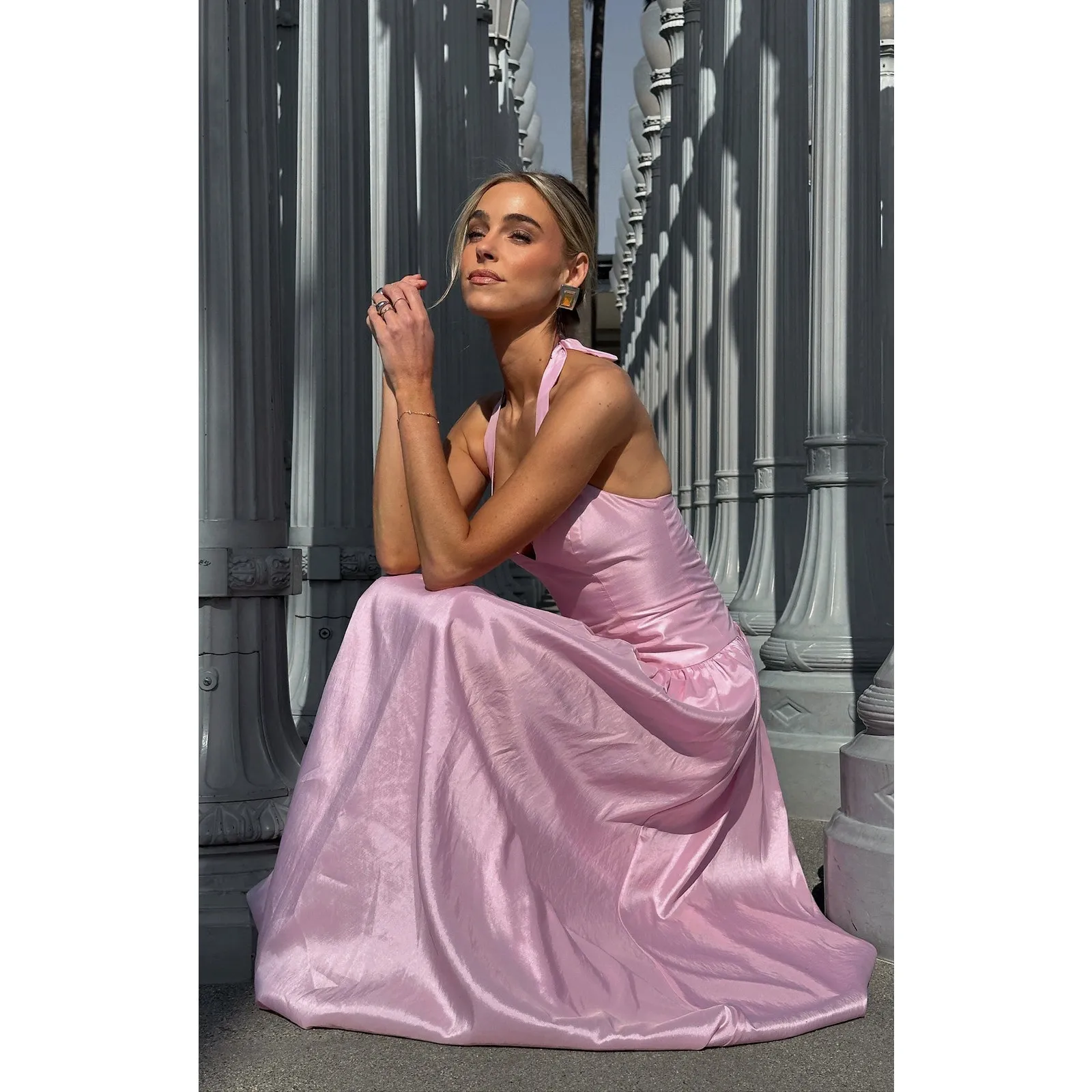 Show Me Your Mumu Eliza Maxi Dress in Light Pink Light Taffeta L - Image 2