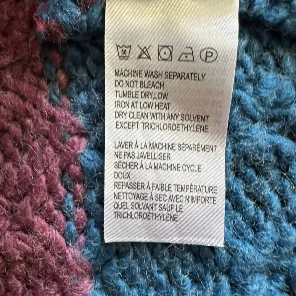 FARM RIO Striped Oversized Cardigan Multicolor Knit Puff Sleeve size XS Crochet - Image 5