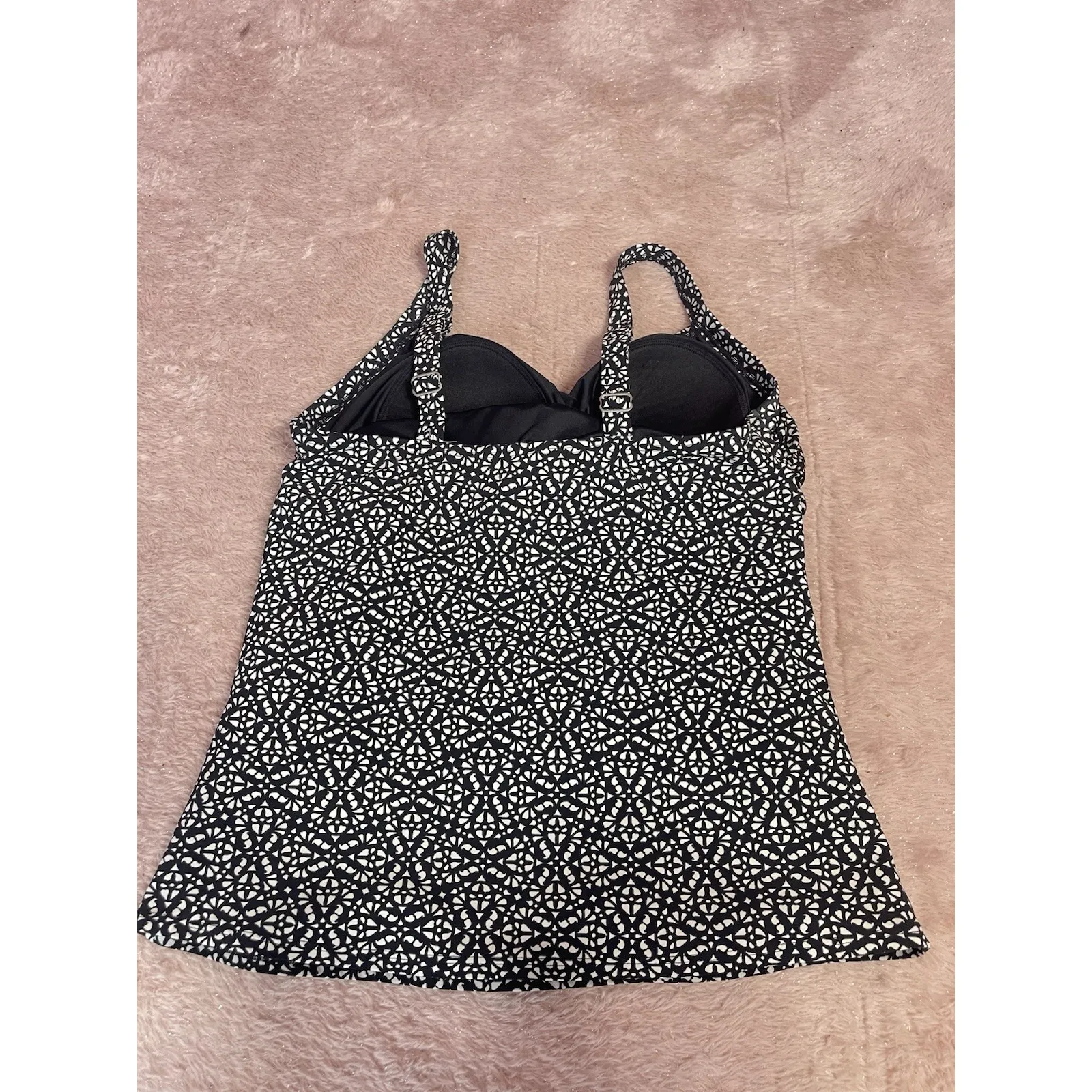 LL Bean Blue Tankini Swim Top Womens Size 14 UPF 50+ Protection Bin11 - Image 5