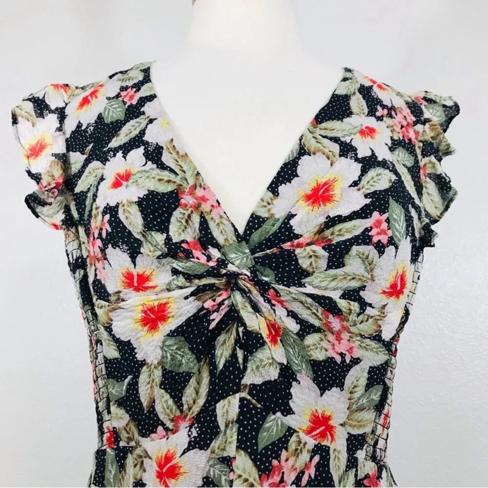 Rebecca Taylor Kamea Smocked Floral Flutter-Sleeve Silk Dress Women’s Size 10 - Image 2
