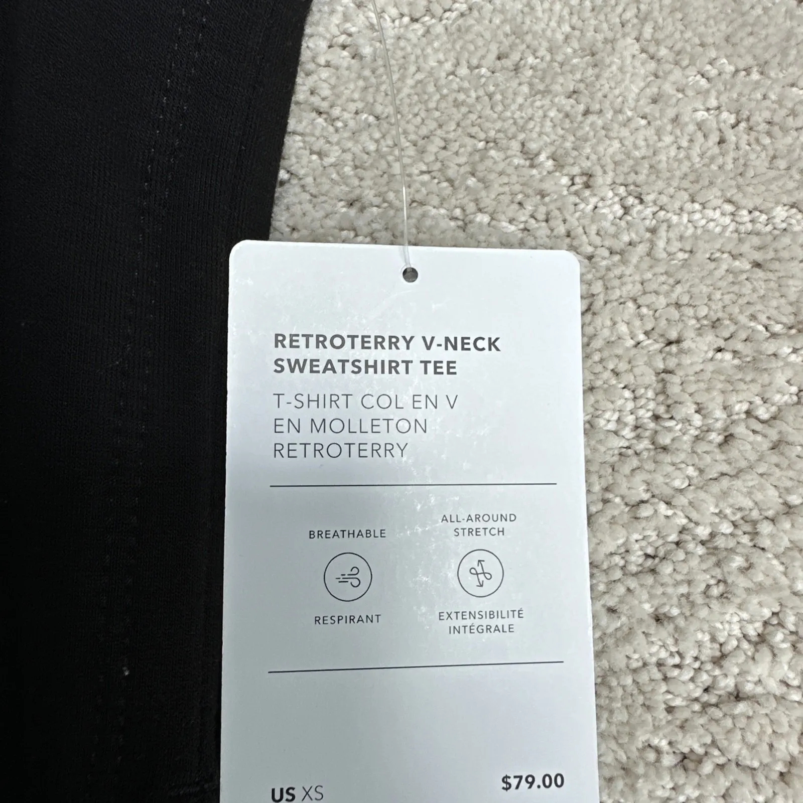 Women's NEW Athleta XS Retroterry V-Neck Sweatshirt‎ Tee Sleeveless Sweater - Image 2