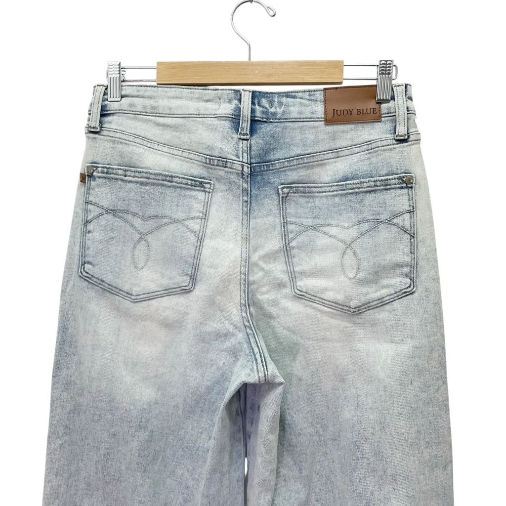 Judy Blue Retro Wide Leg Jeans Size 30 10/11 Light Wash High Rise Stretch Denim - Image 9