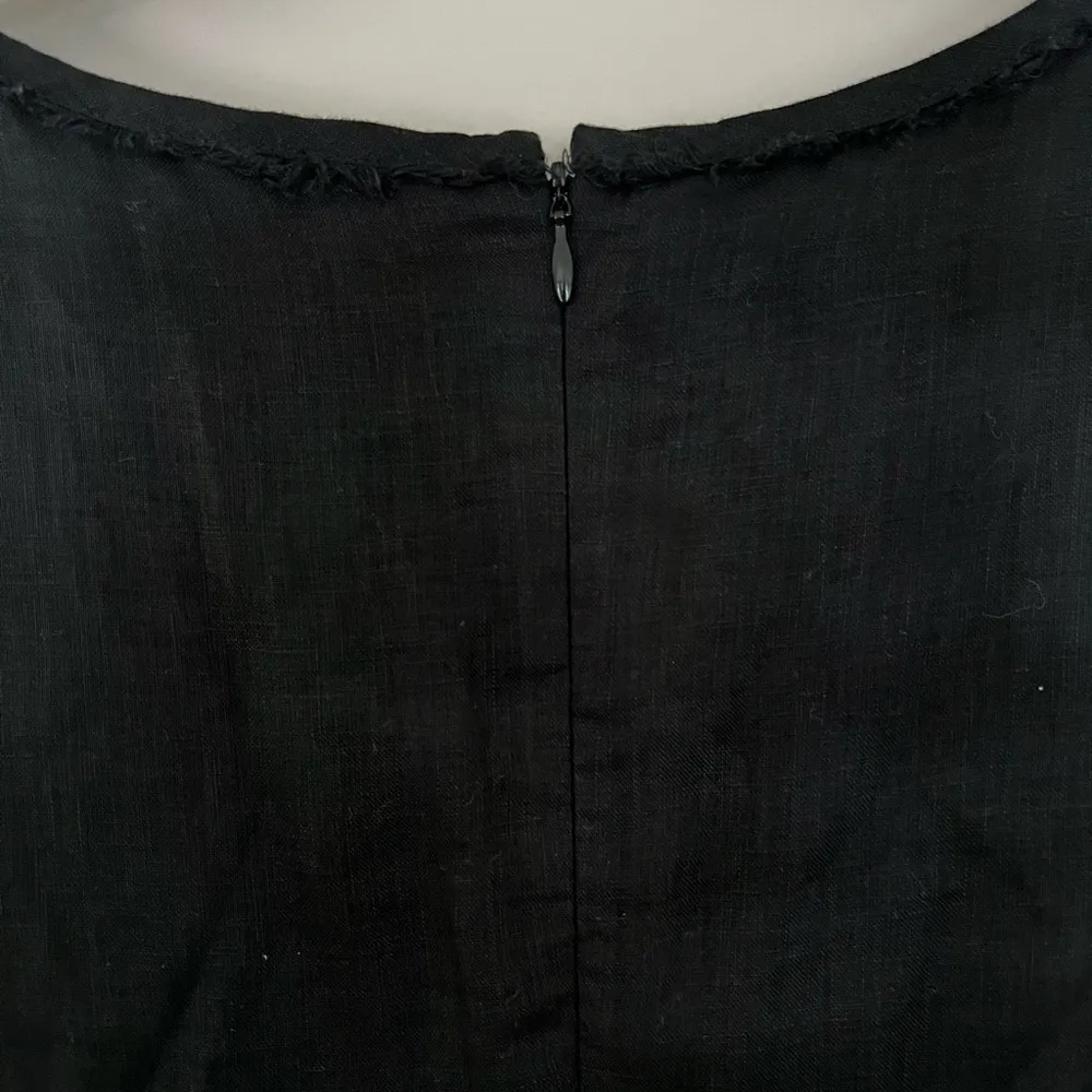 NWT TALBOTS Black Linen Frayed Seamed Sheath Work Social Dress Sz 10 - Image 7