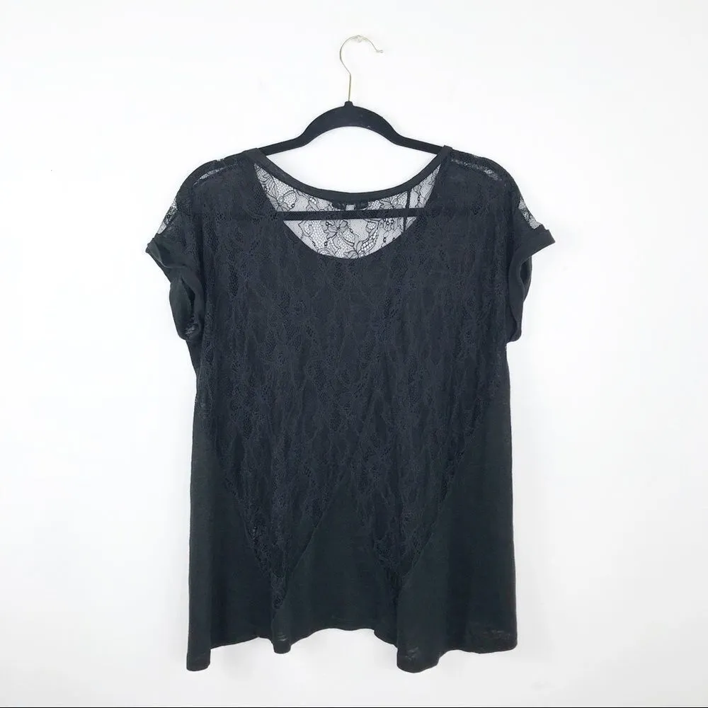 Sandro  black‎ linen lace back blouse - Image 4