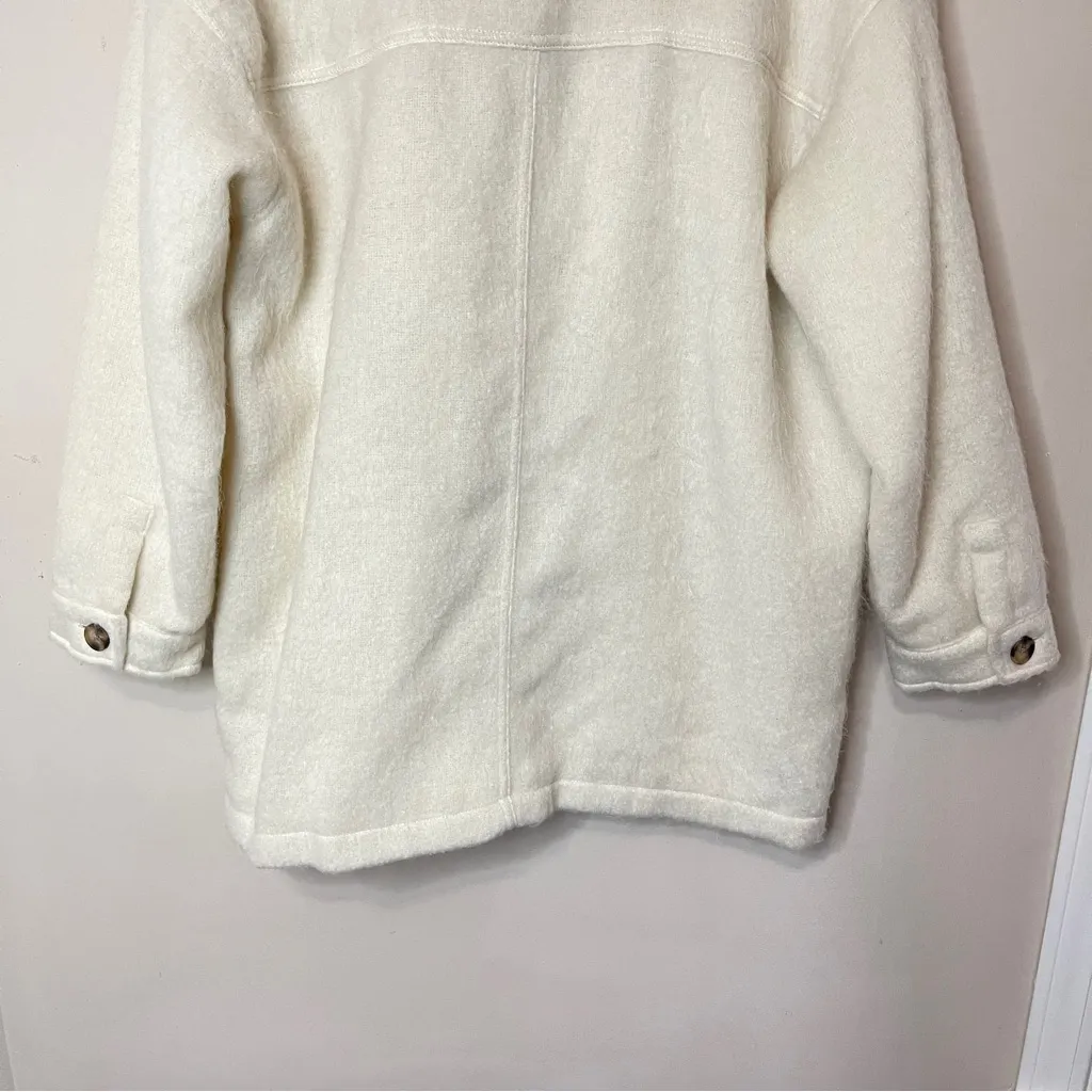 UNIVERSAL THREAD Brushed Oversized Wool Blend Shacket White Sand, Large - Image 8