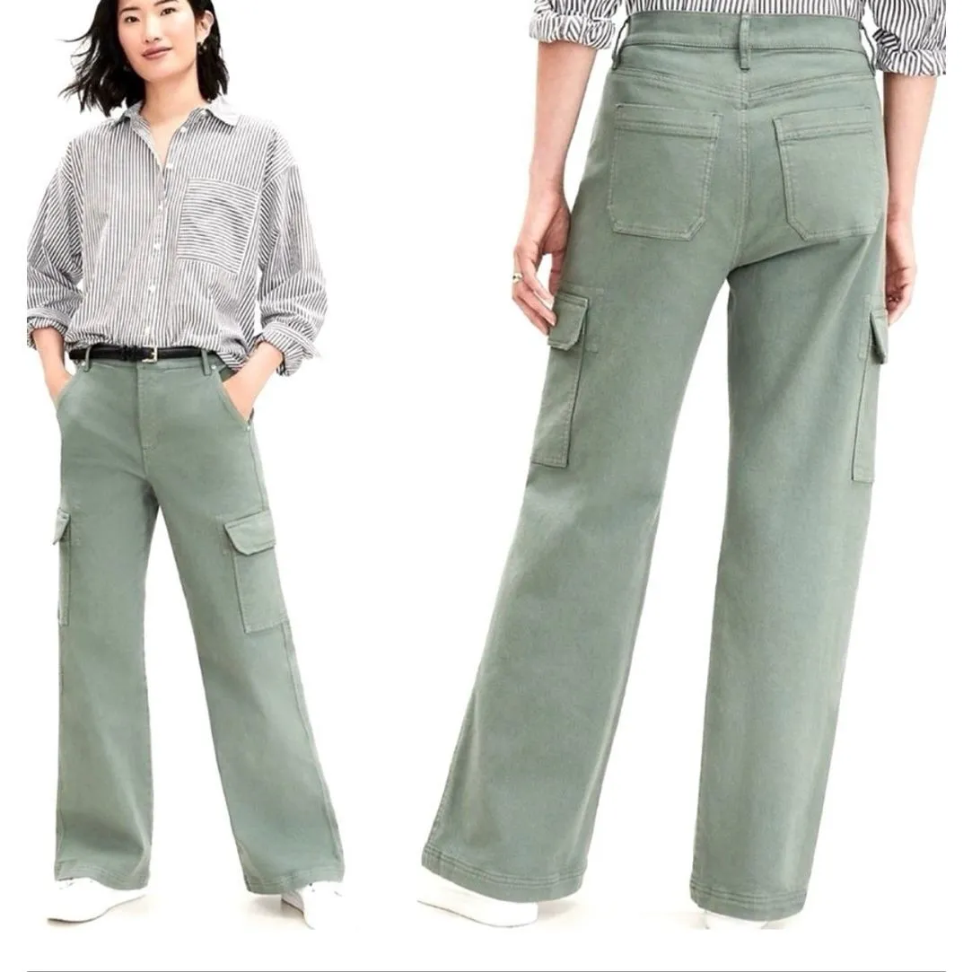 Loft the wide leg cargo jean size 14 green - Image 13