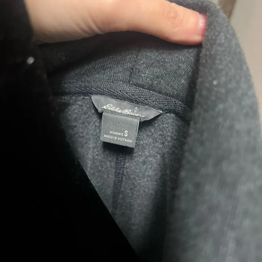 Eddie Bauer |  Charcoal Open Front Hooded Cardigan | Size Small - Image 3