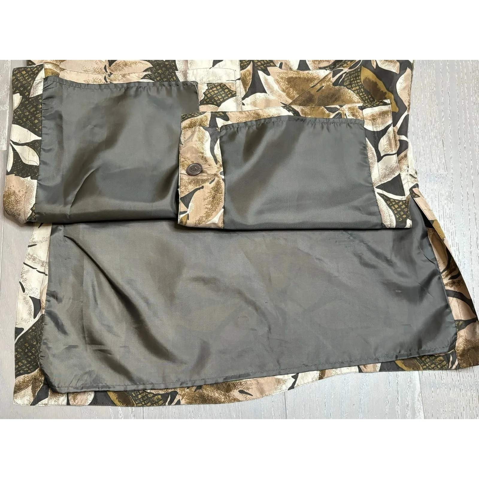 Vintage Bogari Silk Button Up Tunic Sz M Brown Floral Artsy Folk Hipster‎ 90's Size M - Image 6