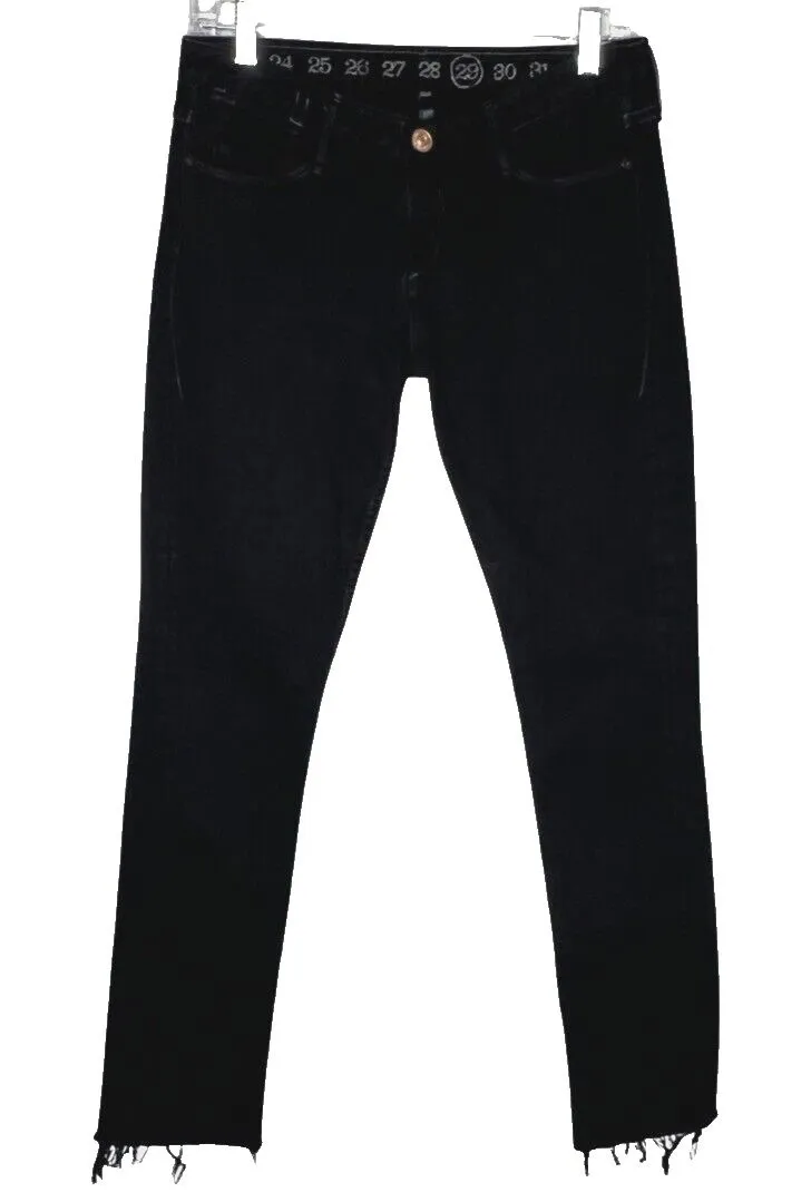 Earnest Sewn Jeans Womens 6 29" Black Skinny Frayed Raw Hems Casual Punk Grunge - Image 1