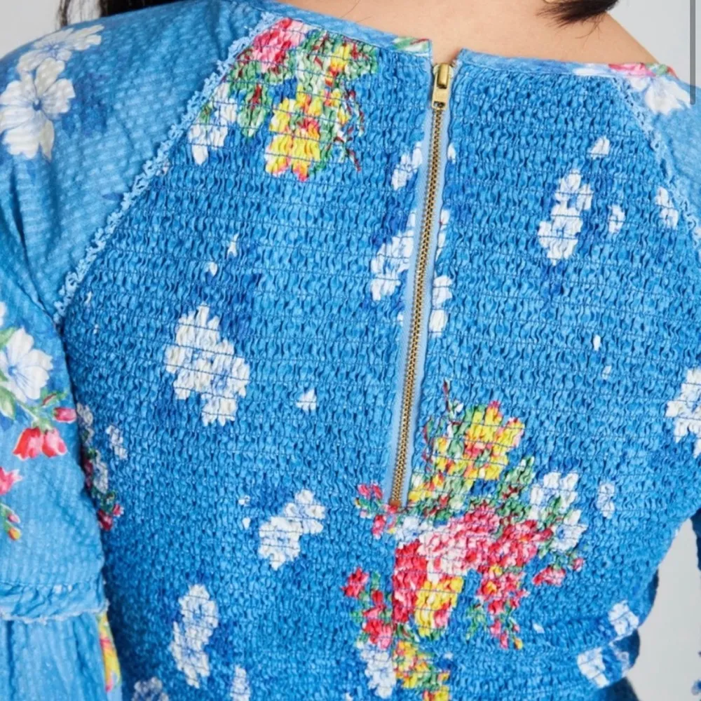 LoveShackFancy Genevive Floral Smocked Castor Top Sz XS - Image 2