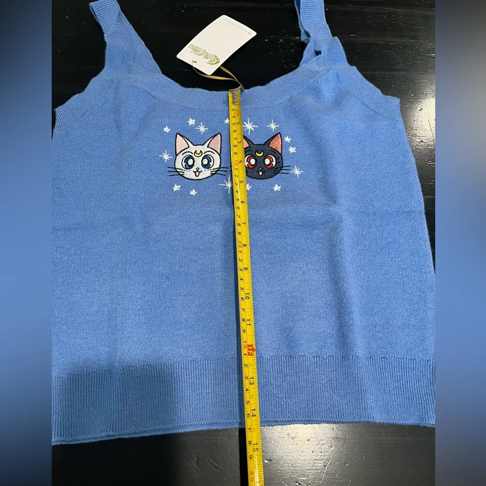 Pretty Guardian Sailor Moon Luna & Artemis Portrait Knit Tank - Image 8