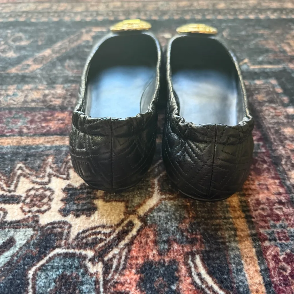 Tory Burch black quilted round toe flats Minnie travel slip on shoes - Image 5