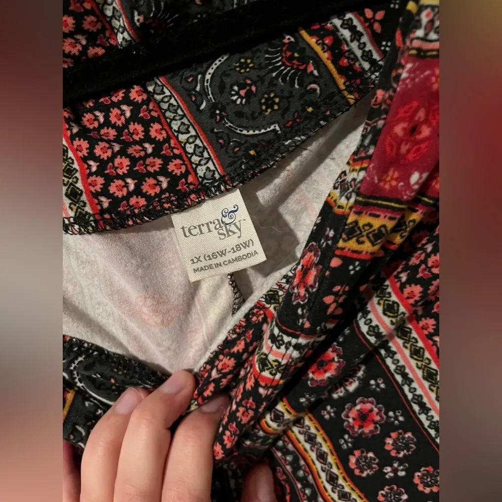 Terra & Sky Boho Mixed Patterns Soft Leggings - Size 1X - Image 7