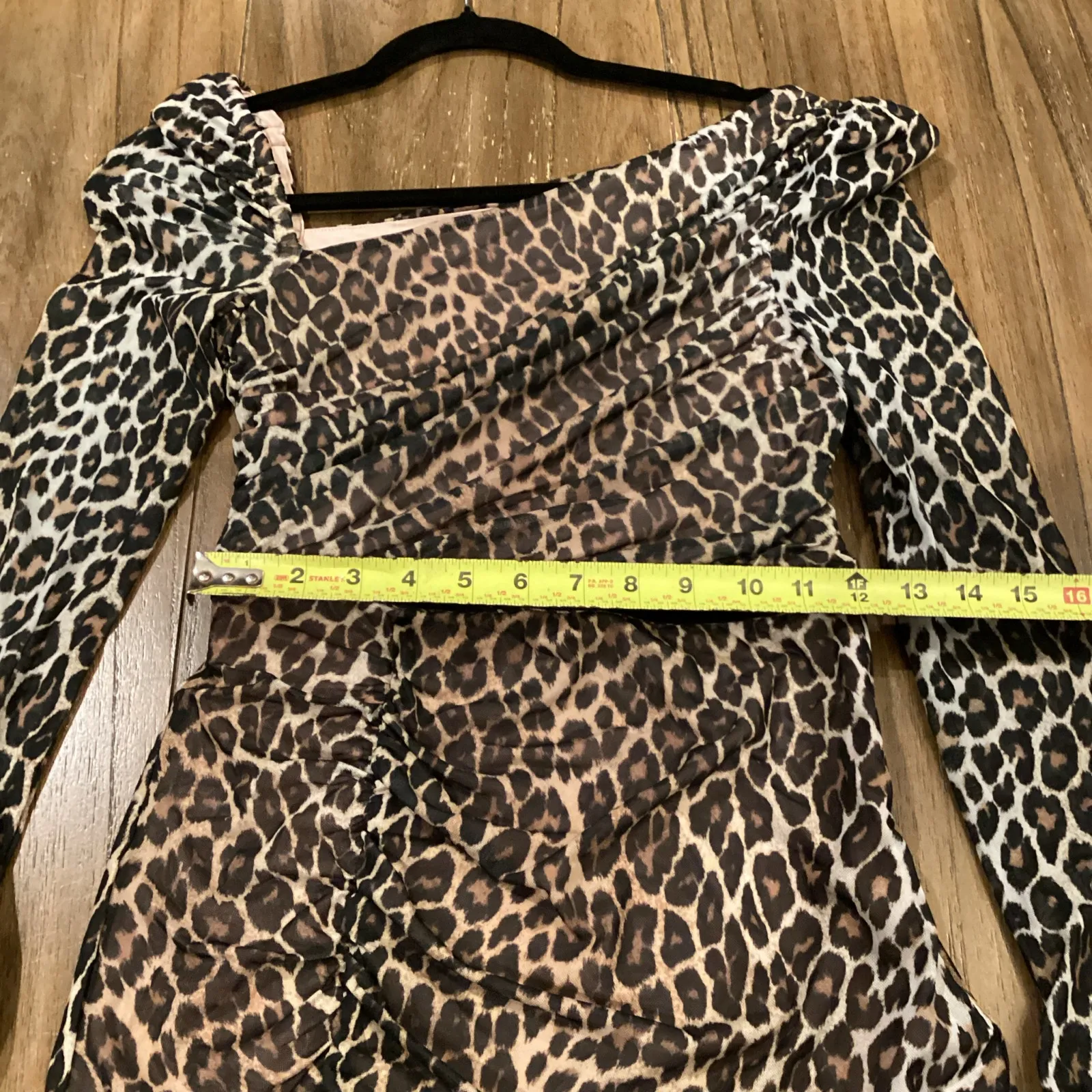 REVOLVE MAJORELLE Valerie ruched long sleeve Mini Dress in Leopard Print S NWT - Image 5