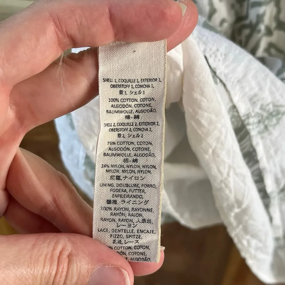 Free People Sun Daze Mini Dress Green Ivory Lace Size S - Image 9