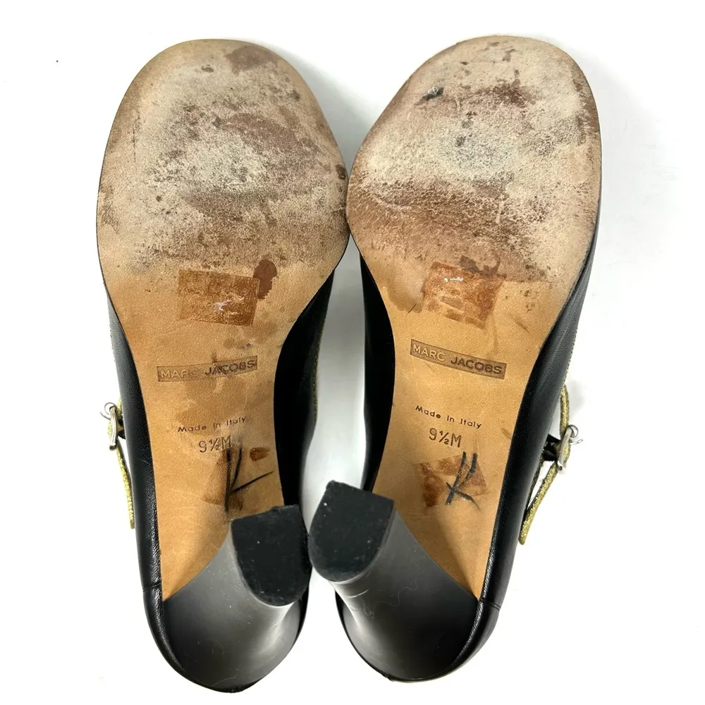 MARC JACOBS black leather Mary Jane heels, made in Italy, size 9.5 - Image 11