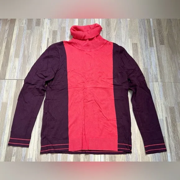 525 America Colorblock Red Turtleneck Sweater, Size Medium - Image 2