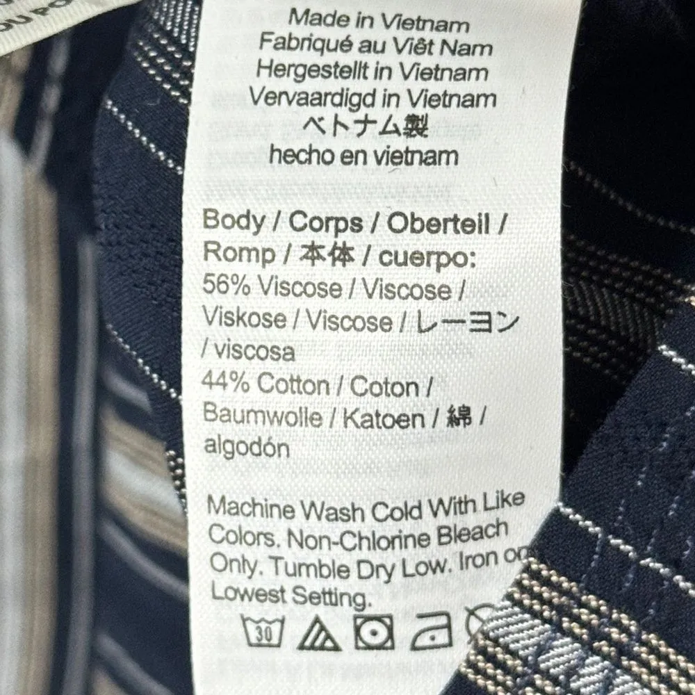 NEW J. Crew Blazer Size Medium Wrap Top Lightweight Navy Blue Stripe Casual - Image 9