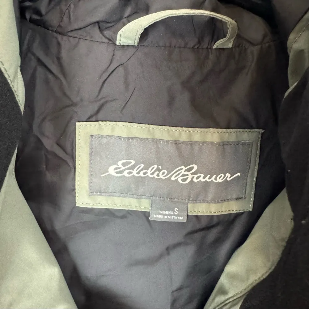 Eddie Bauer Womens Rainfoil Ridge Jacket Sz Small Olive Green Black Hooded - Image 11