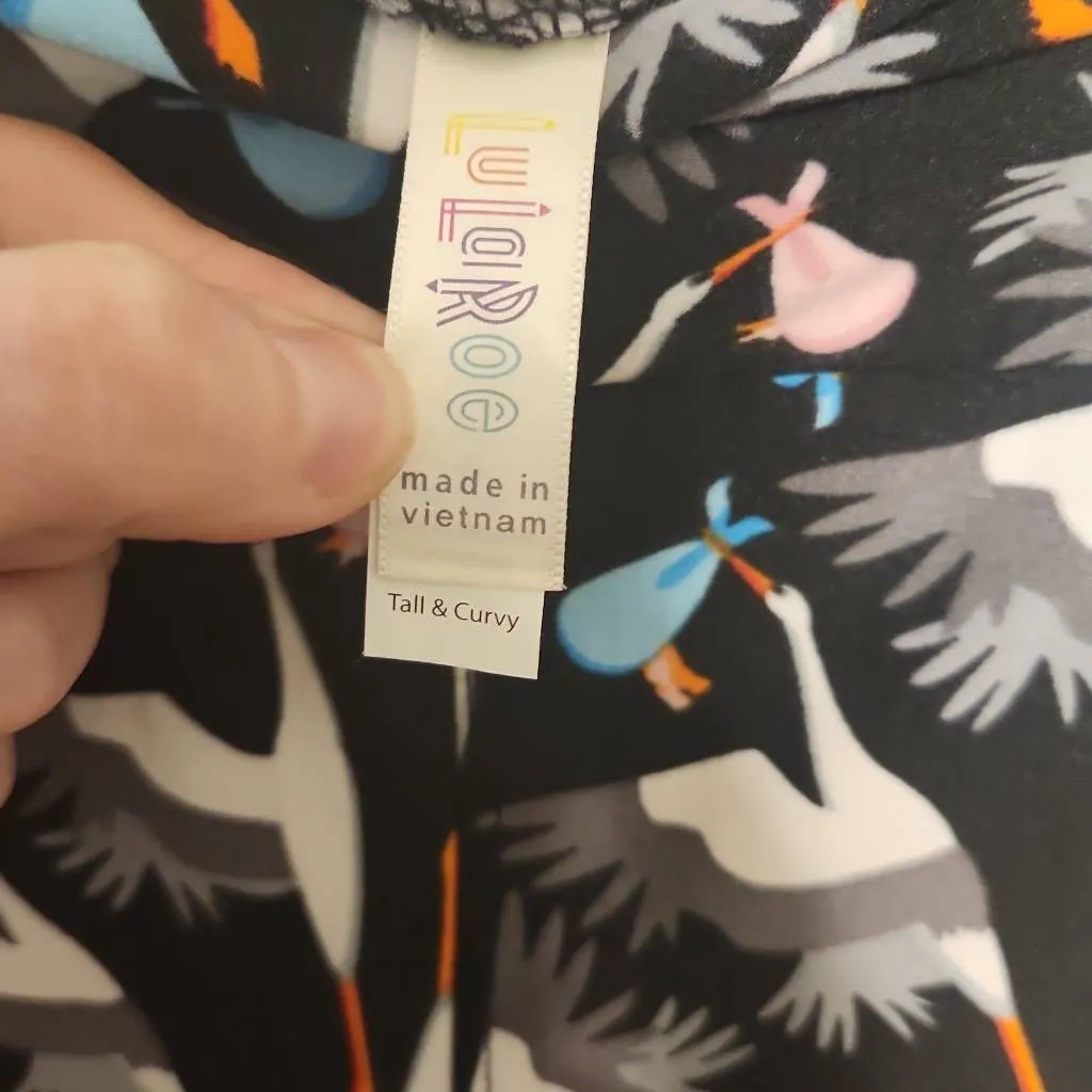 NEW Lularoe Ladies TC Leggings Stork Print IVF Gender Reveal Maternity - Image 3