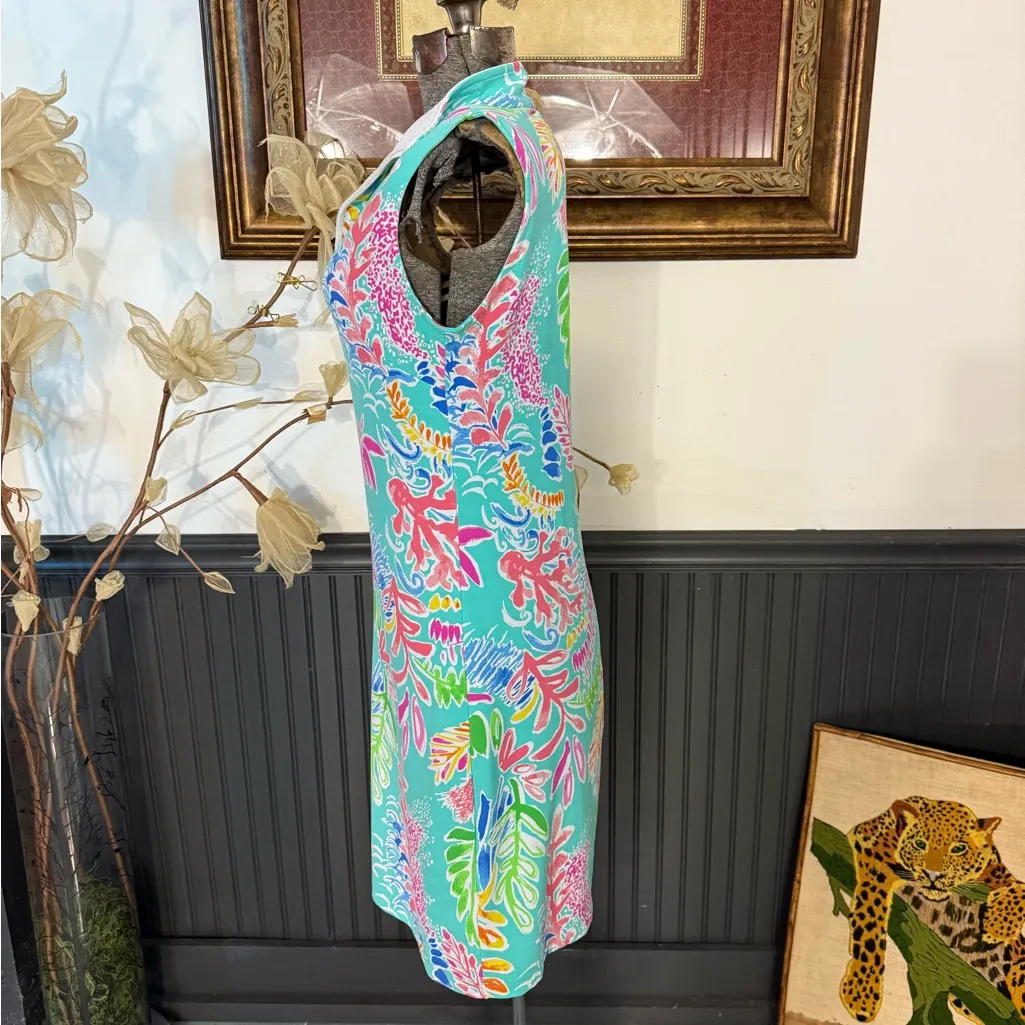IBKUL Tropical Floral Golf/Tennis UPF 50 1/4 Zip Dress ~ Size XS 💚🍄 Blue - Image 3