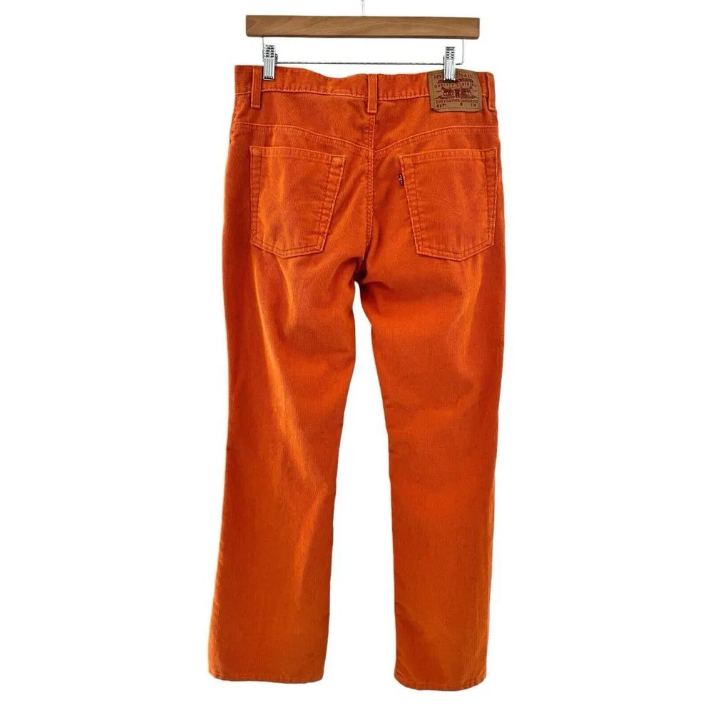Vintage Y2K Levis 517 Slim Boot Cut Corduroy Pants Women Juniors 13 Burnt Orange - Image 3