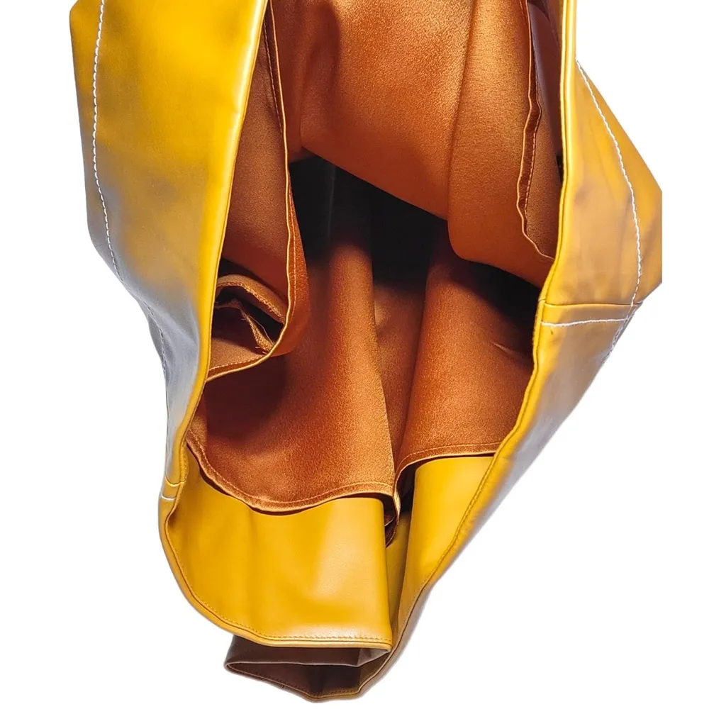 NWT Staud Sicily Faux Leather Halter Neck Mini Dress In Honey - Image 11