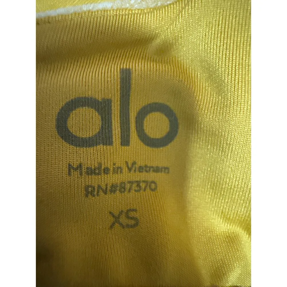 Alo Yoga Yellow Sleeveless Workout Running Athletic Sports Bra Crop Top Size XS - Image 3