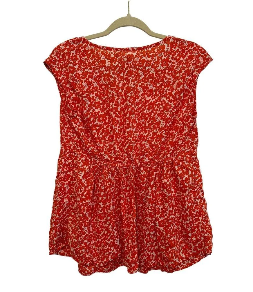 Maternity Red Floral Sleeveless Blouse Size Medium - Image 4